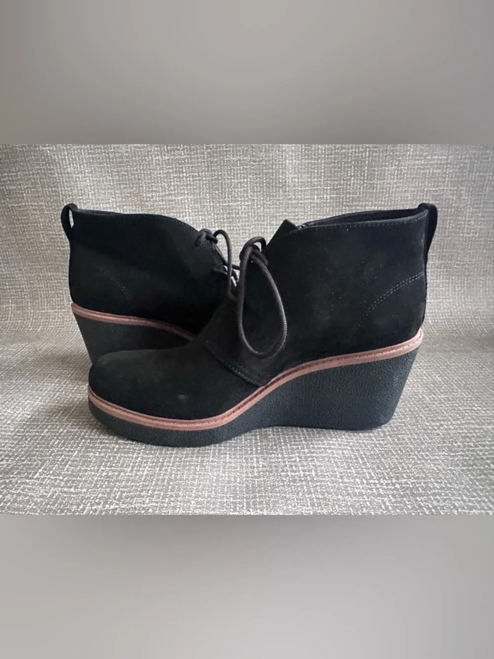 Dr. Scholl’s Women’s Black 3” Wedge Chukka Ankle Boots Lace Up Size 9M